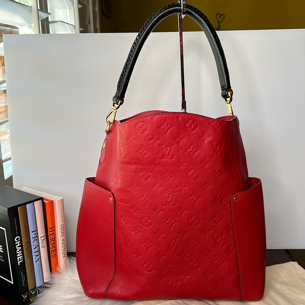 Louis Vuitton Monogram Bagatelle Cherry PM Empreinte Cerise M50071 EUC W/Strap
